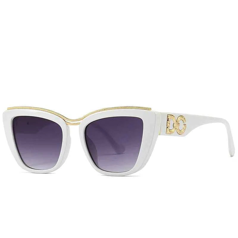 Luxury Cat-Eye Gradient Sunglasses for Women White Gray Sunglasses