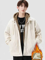 Men's Oversized Corduroy Hoodie Jacket – Textured Winter Streetwear