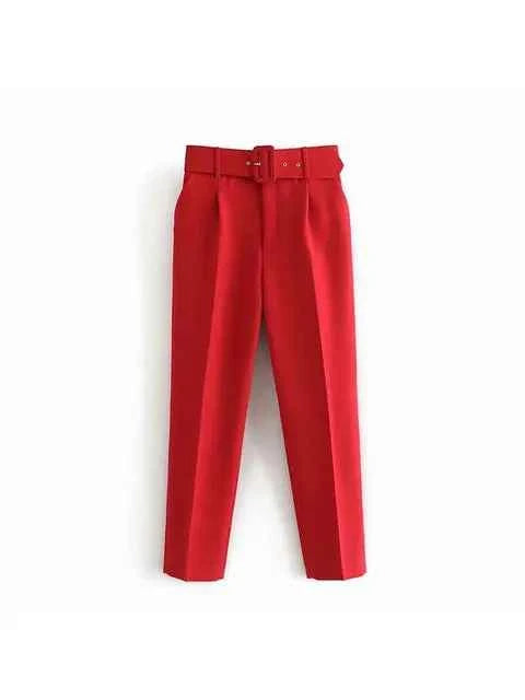 Women's Tailored Blazer and High Waist Trouser Suit Set