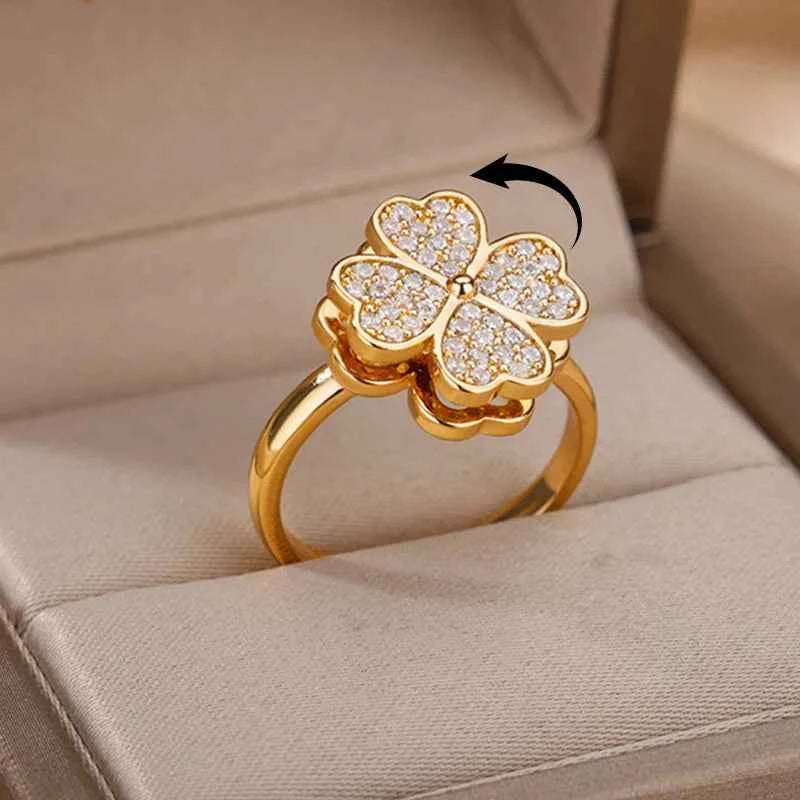 Adjustable Lucky Clover Ring