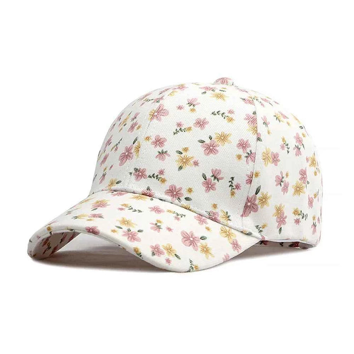 Floral Sun Hat White Adjustable