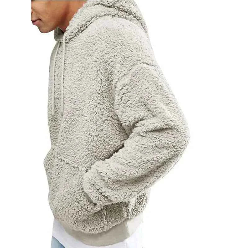 Men's Solid Plush Y2K Streetwear Hoodie Gray