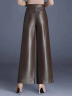 Women's Wide-Leg Leather Pants