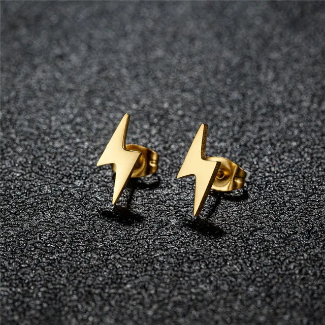 Star | Women's Minimalistic Earrings – Timeless Elegance Golden Thunder: Golden Lightning Bolt Earrings