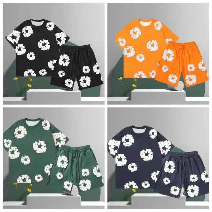 Liam | Men’s 3D Printed Flower Shorts Set – Cotton Streetwear Summer Outfit