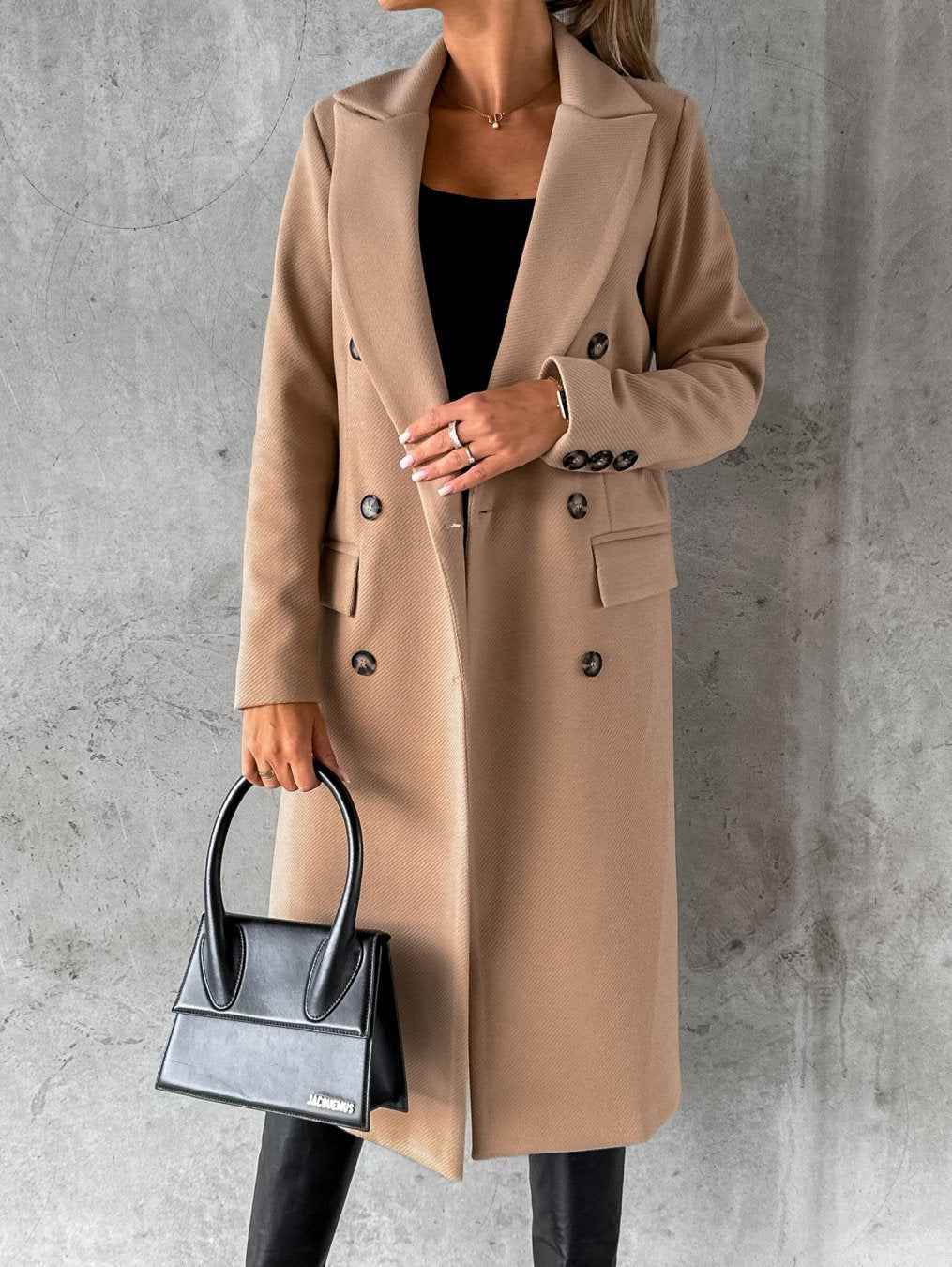 Women's Elegant Wool Coat Khaki