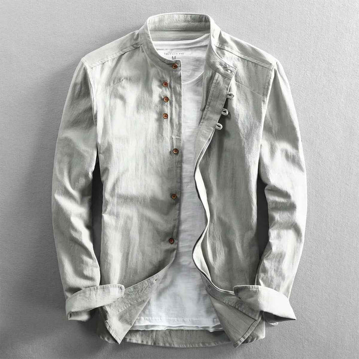 Men's Cotton-Linen Casual Shirt Light Gray