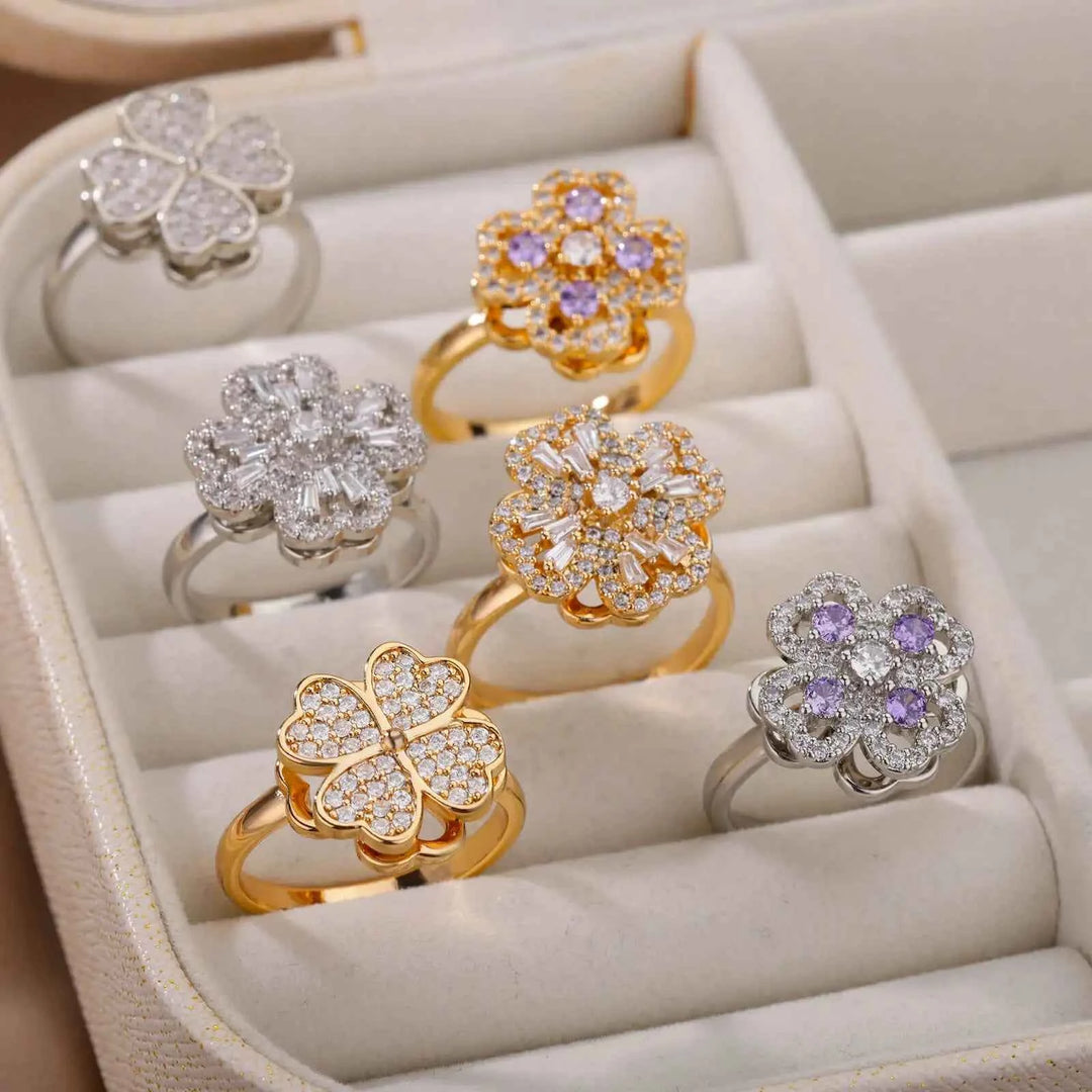 Adjustable Lucky Clover Ring