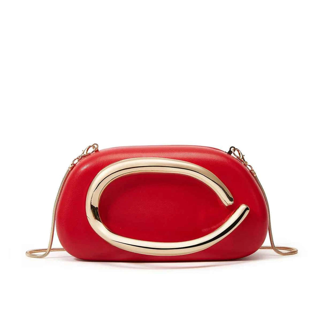 Elegant Gold Clutch Bag for Special Occasions Red M