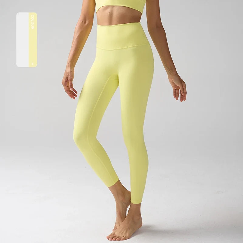 Women's High Waisted Leggings for Fitness, Yoga, and Everyday Use Cream Yellow