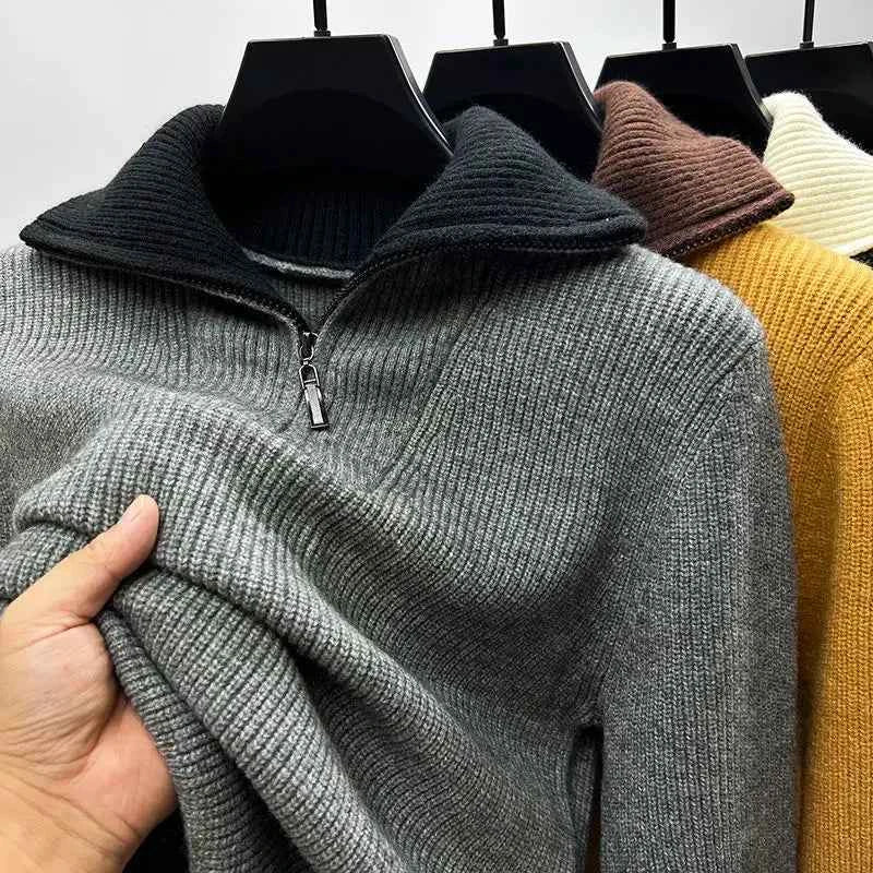 Men's Half-Zip Knit Sweater - Premium Quality