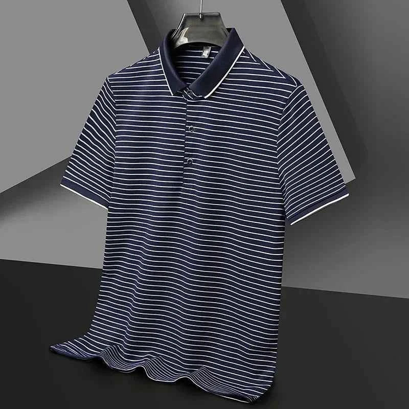 Men's Striped Polo Shirt - Holland Style Navy Blue