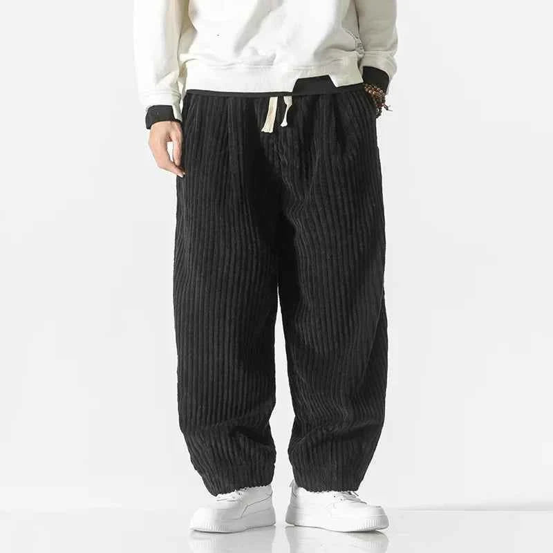 Men's Velor Corduroy Pants Black