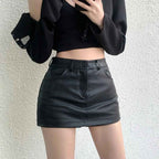 Women's High Waist Faux Leather Mini Skirt