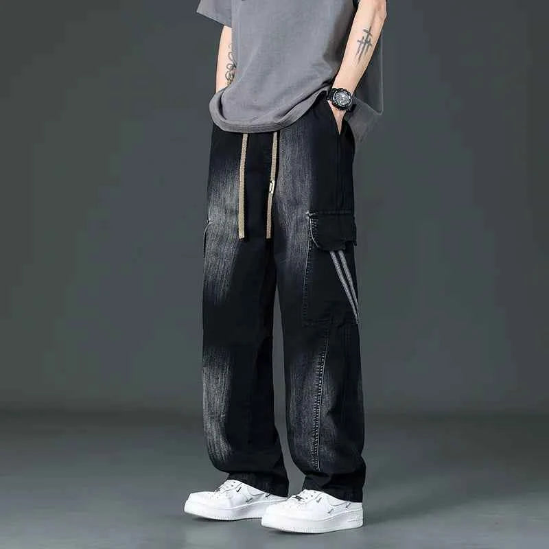 Men's Denim Cargo Pants Black