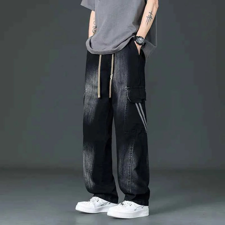 Men's Denim Cargo Pants Black
