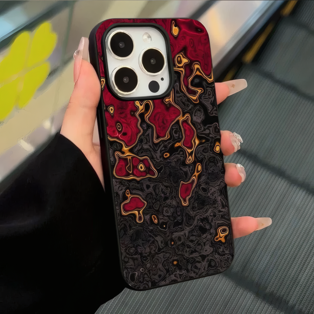 Stylish Black and Red Ripple Design Phone Case