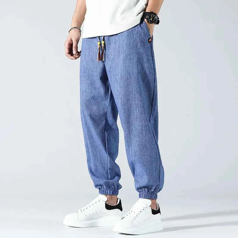 Men's Relaxed-Fit Linen Pants Blue