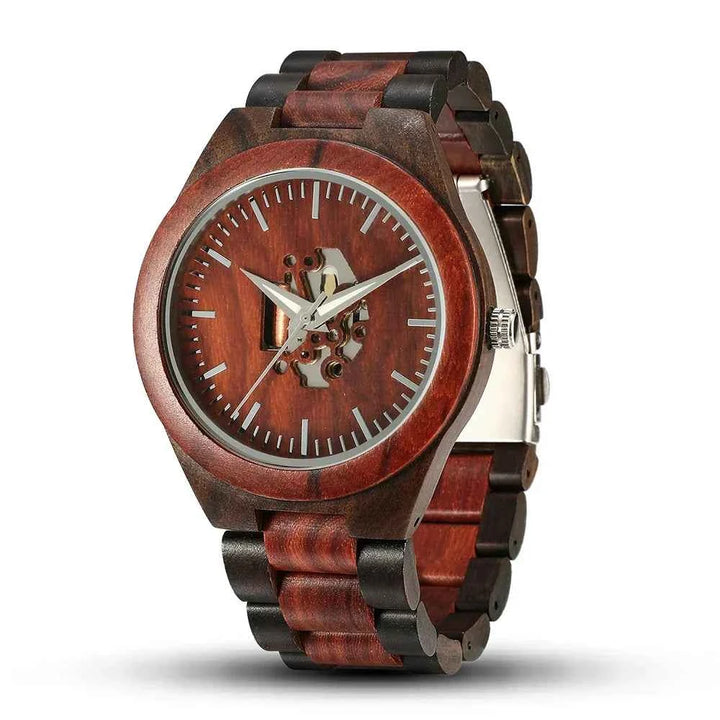 Wooden Skeleton Dial Analog Wristwatch | Durable Timepiece