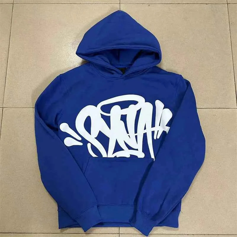 Unisex Fleece Hoodie Sweatshirt with Hip Hop Print for Casual Wear Blue