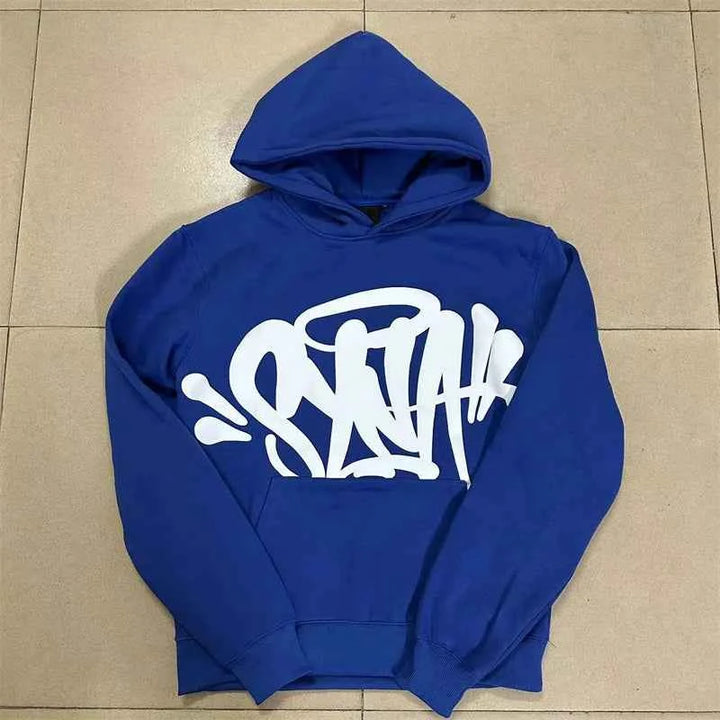 Unisex Fleece Hoodie Sweatshirt with Hip Hop Print for Casual Wear Blue