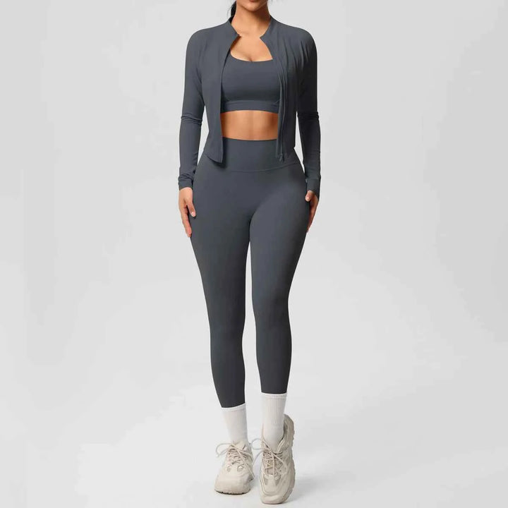 3-Piece Women’s Gym Set Graphite Grey