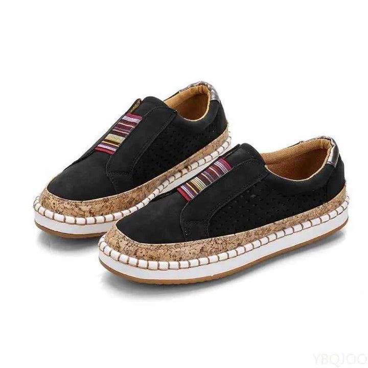 Hollow Flat Slip-On Casual Flats Shoe Women Black
