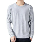 Men's Long Sleeve Cotton T-Shirts Grey