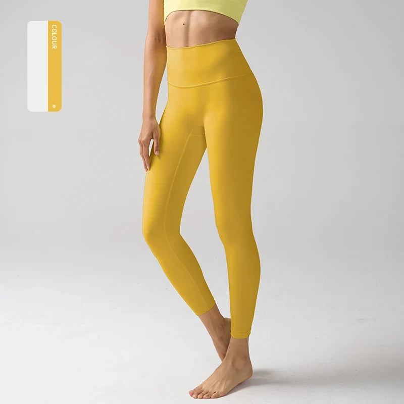 Women's High Waisted Leggings for Fitness, Yoga, and Everyday Use Yellow Leaf