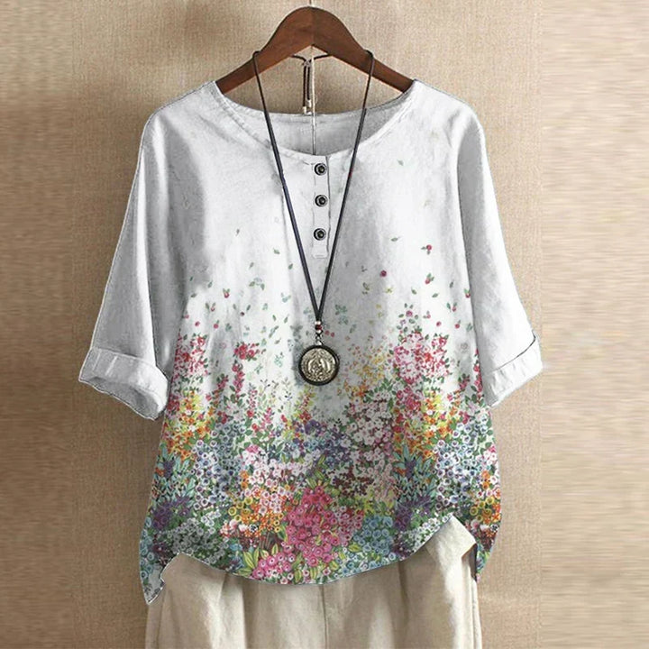 Women's Casual Retro-Inspired Blouse White