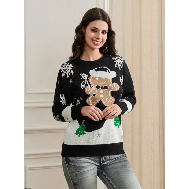 Women's Christmas Snowman Knitted Long Sleeve Jumper