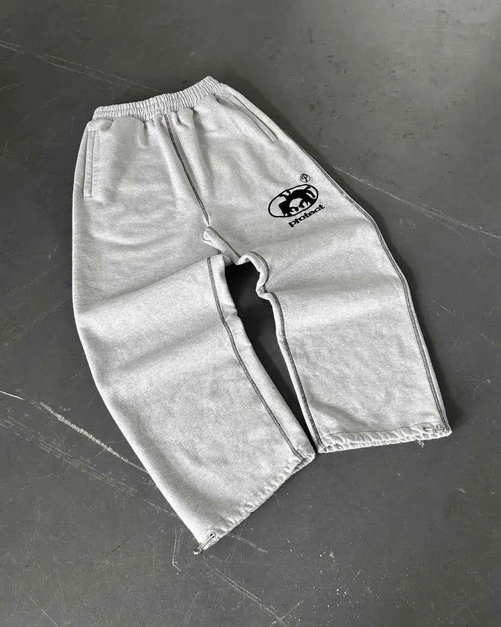 Y2K Retro Stripe Baggy Jogging Pants – Unisex Harajuku Streetwear Off White