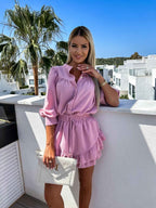 Womens Lightweight Cotton Blouse and Skirt Set