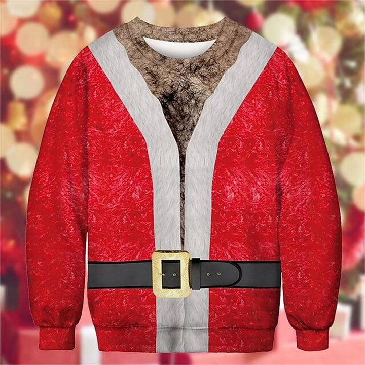 Sjov grim julesweater med 3D-print til mænd - festpullover som gave
