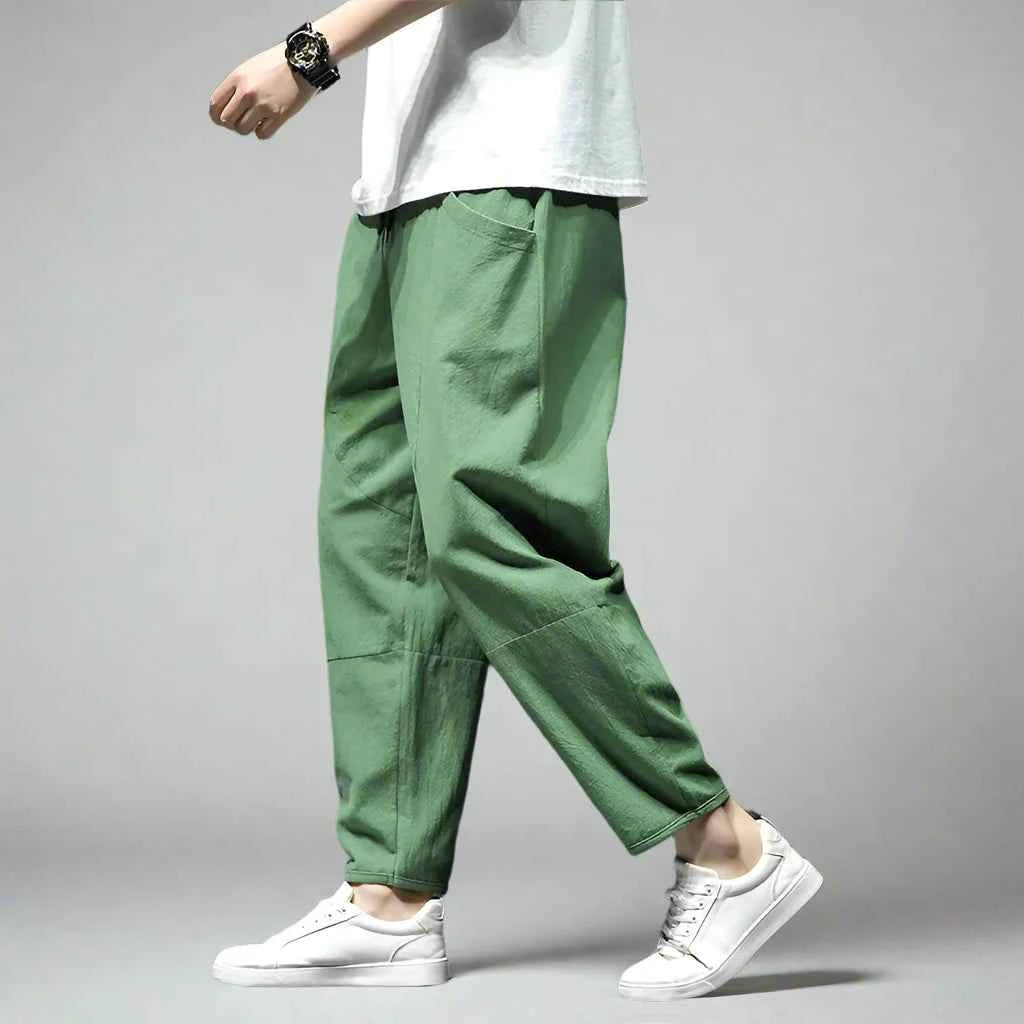 Men's Ankle-Length Pants - Stylish & Comfortable Green