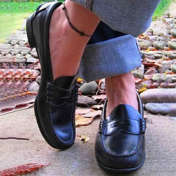 Womens Slip-On Classic Penny Loafers Black