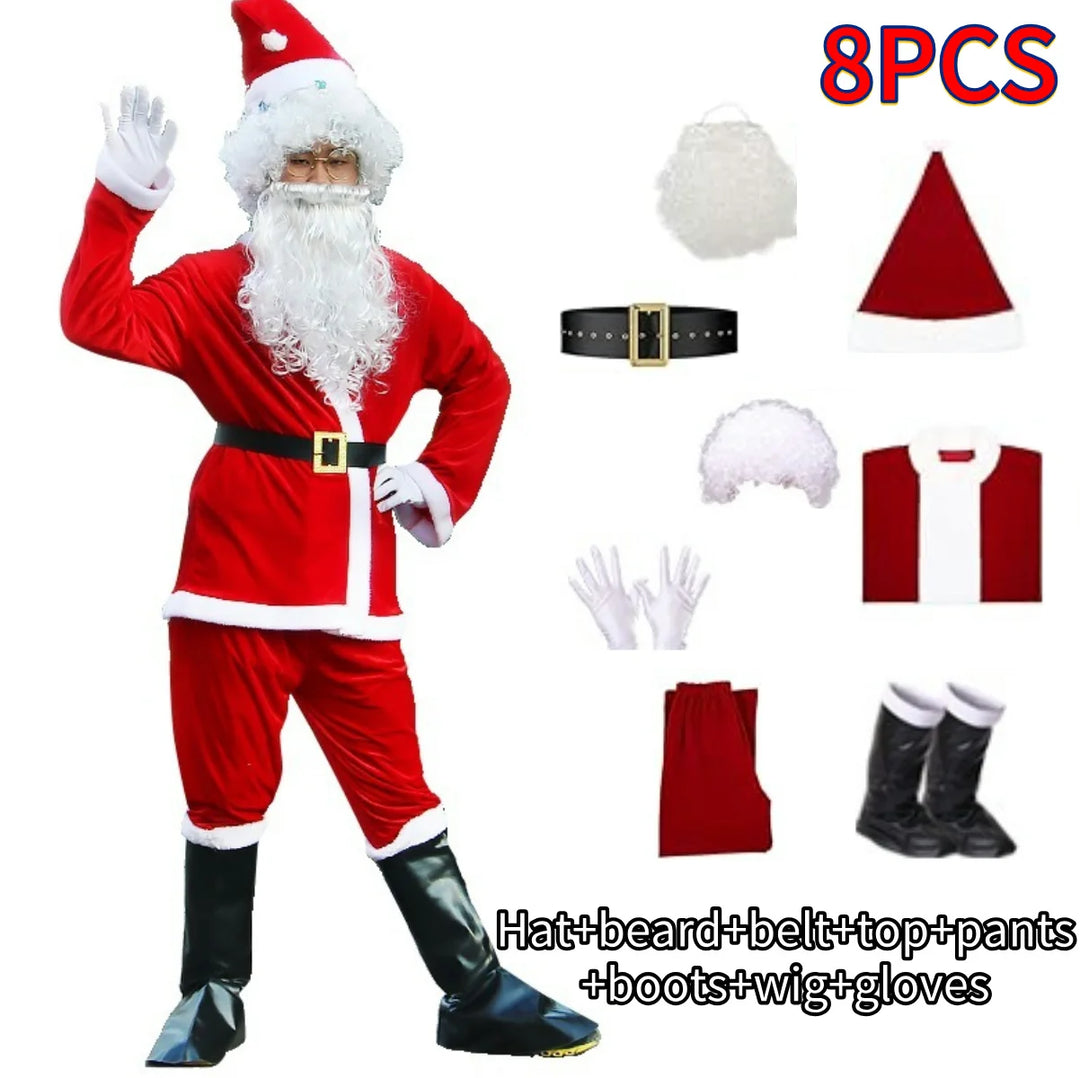 Halloween's Family Santa Claus Costume for New Year's and Christmas Parties 502-8PCS