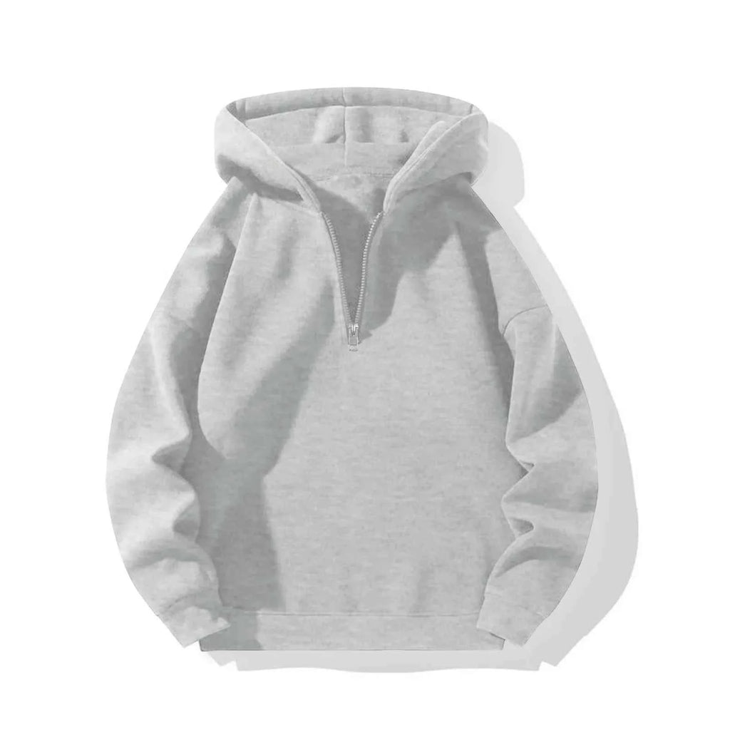 Men's Oversized Half-Zip Hoodie Grey