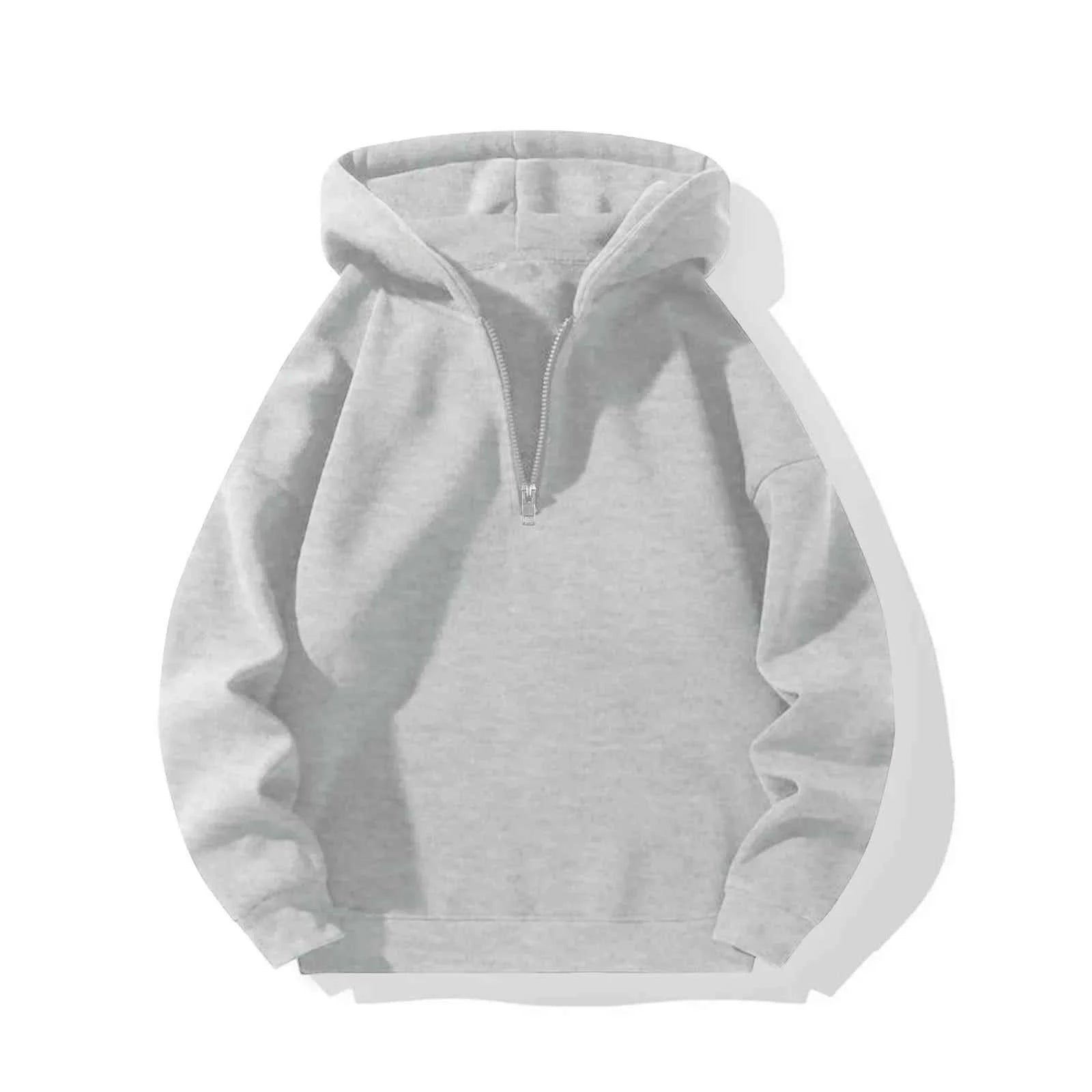 Men's Oversized Half-Zip Hoodie Grey