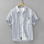 Men's 100% Cotton Button-Up Shirt Blue