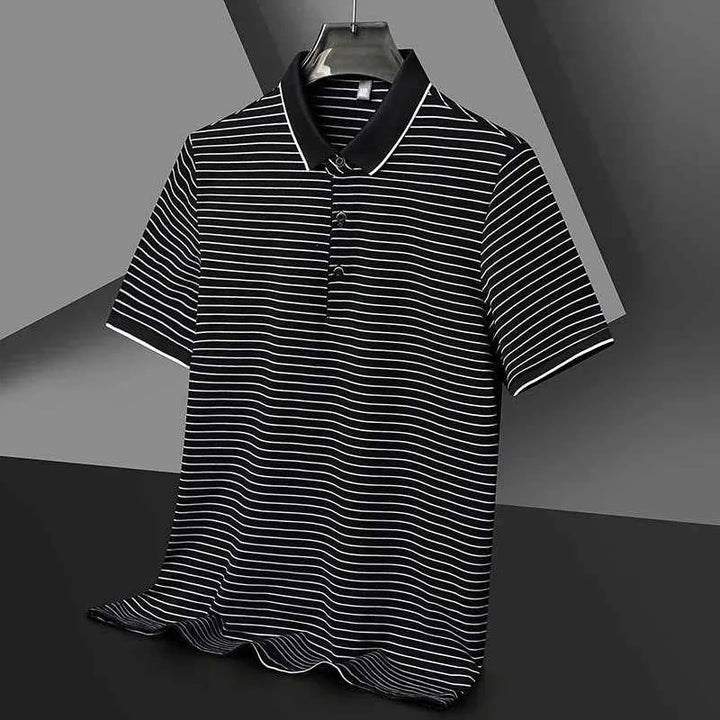 Men's Striped Polo Shirt - Holland Style Black