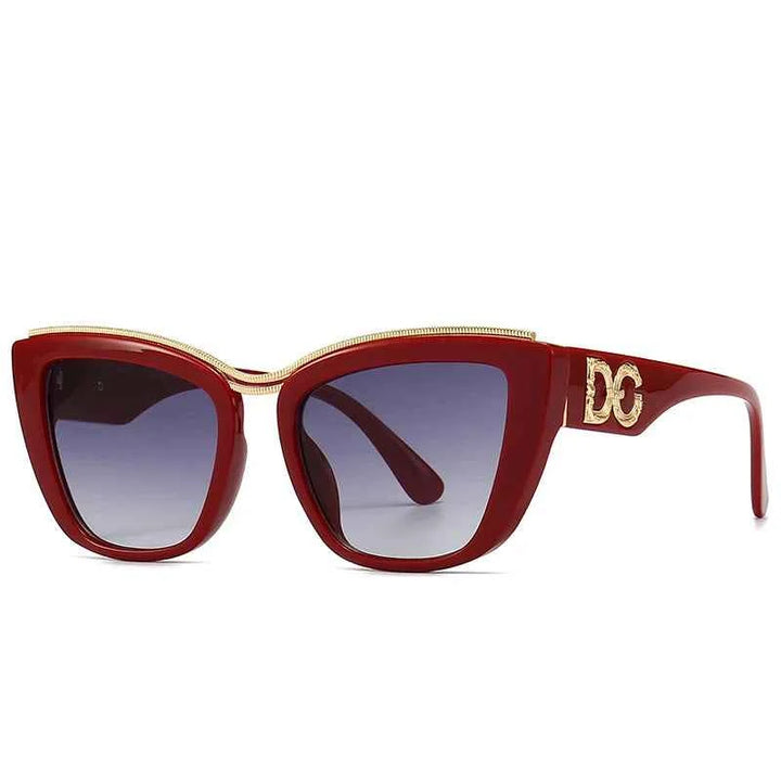 Luxury Cat-Eye Gradient Sunglasses for Women Red Gray Sunglasses