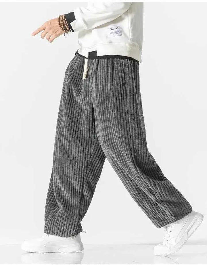 Men's Relaxed Fit Ribbed Knit Joggers with Elastic Waistband