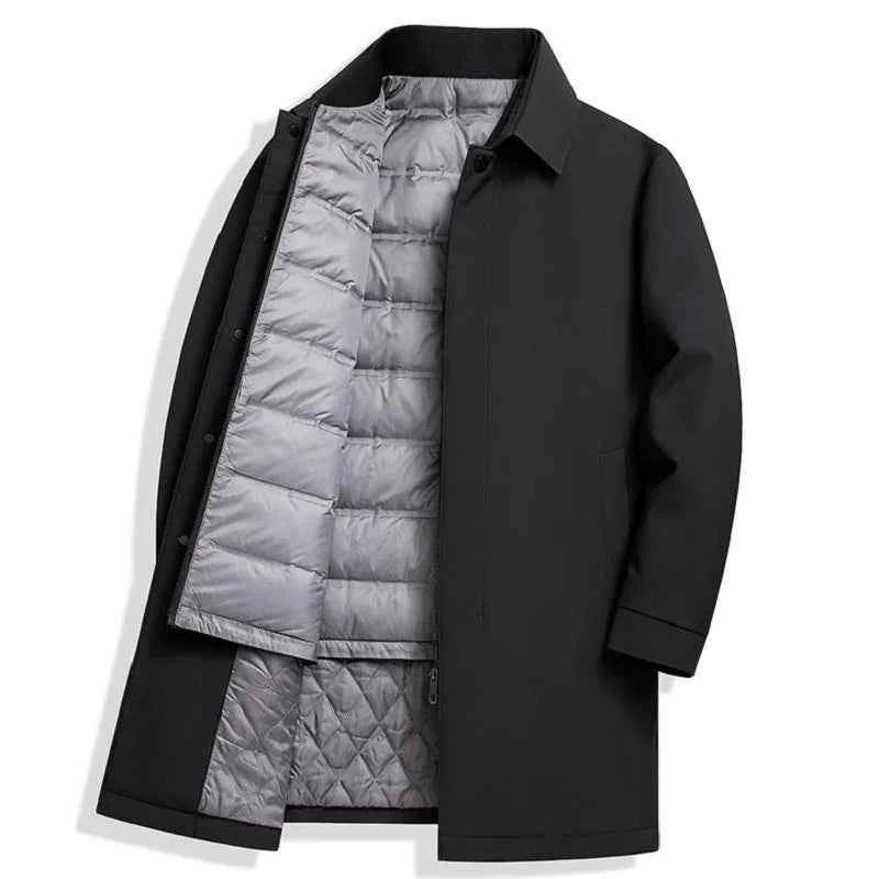 Men's 2-in-1 Duck Down Trench Coat Black