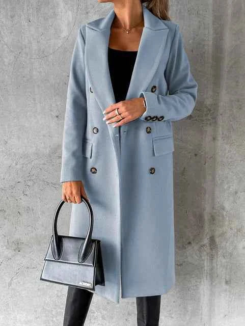 Women's Elegant Wool Coat Light Blue