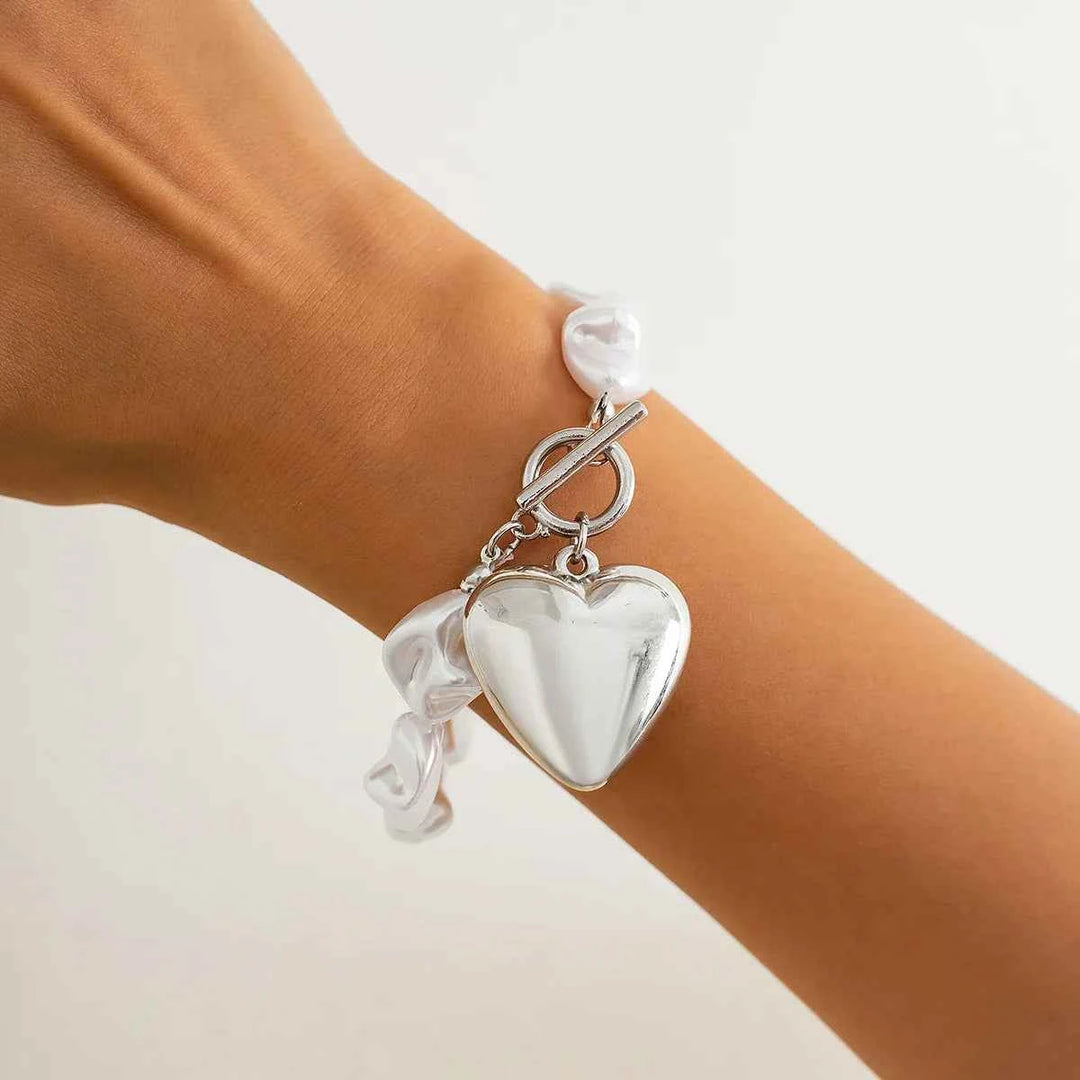 Elegant Pearl Heart Jewelry Set