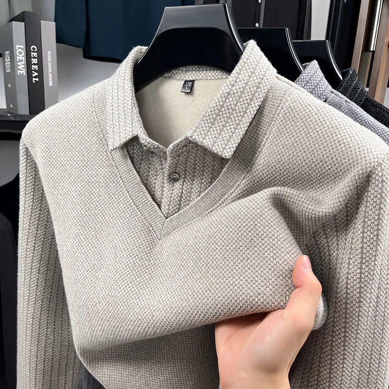 Men's Thickened Two-Piece Shirt Set Khaki