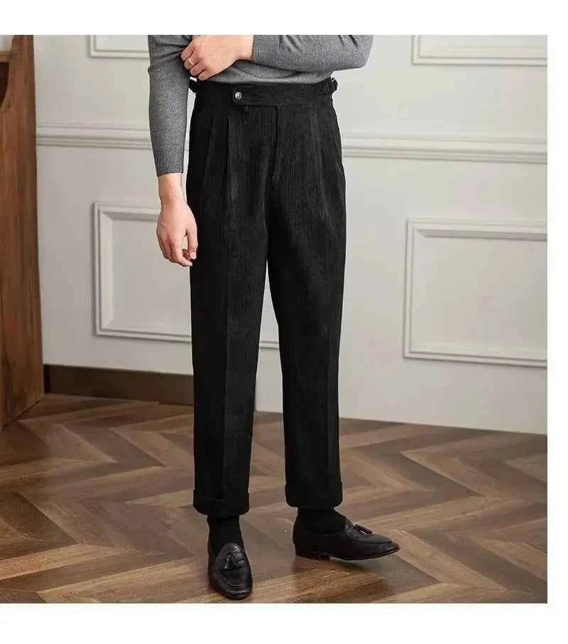 Men's High-Waist Pleated Trousers - Naples Style