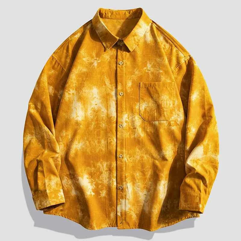 Men's Tie-Dye Button-Up Shirt Yellow