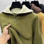 Men's Half-Zip Knit Sweater - Premium Quality Green
